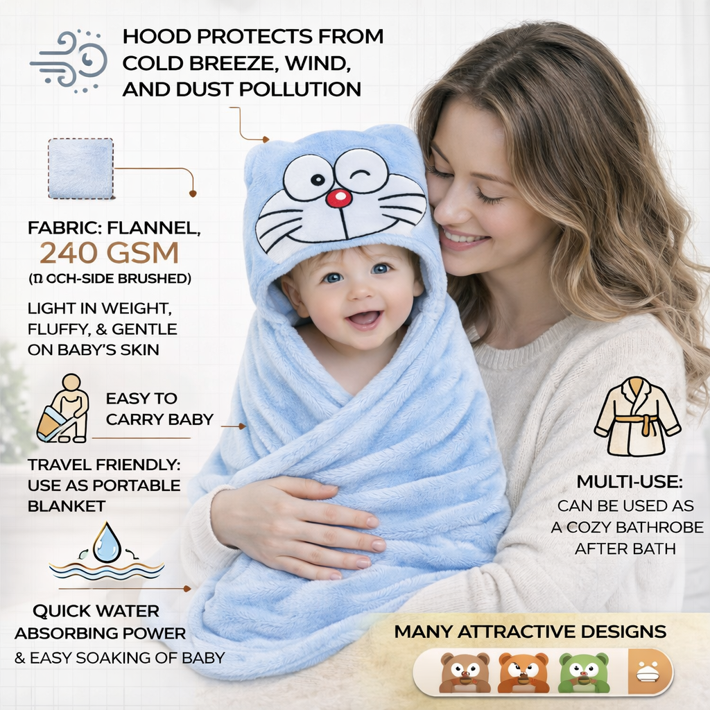BRANDONN UltraSoft Hooded Baby Bath Towel