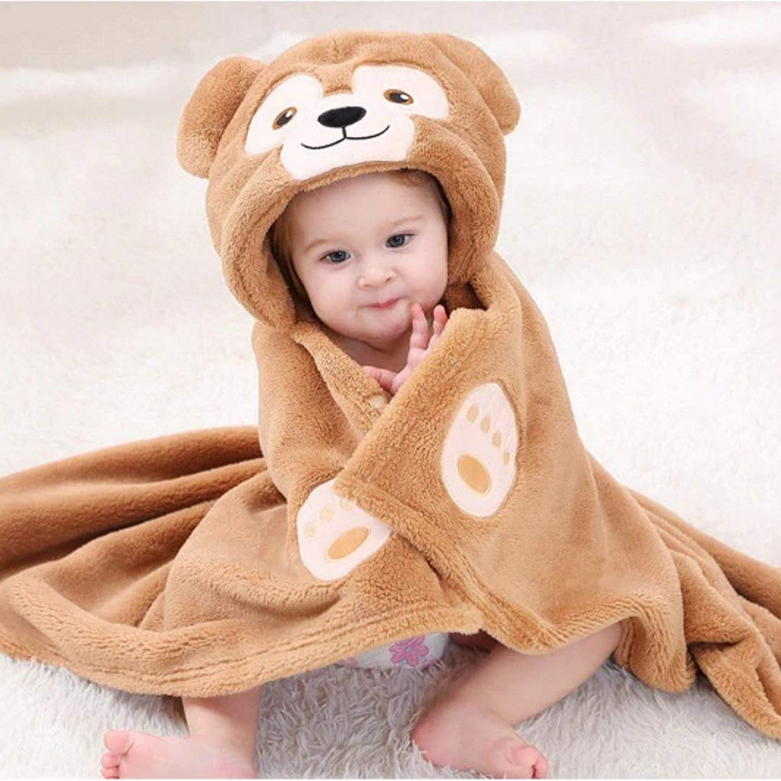 BRANDONN Baby Hooded Swaddle Blanket Combo Pack of 2 for Newborns (0–6 Months, 83 × 80 cm)