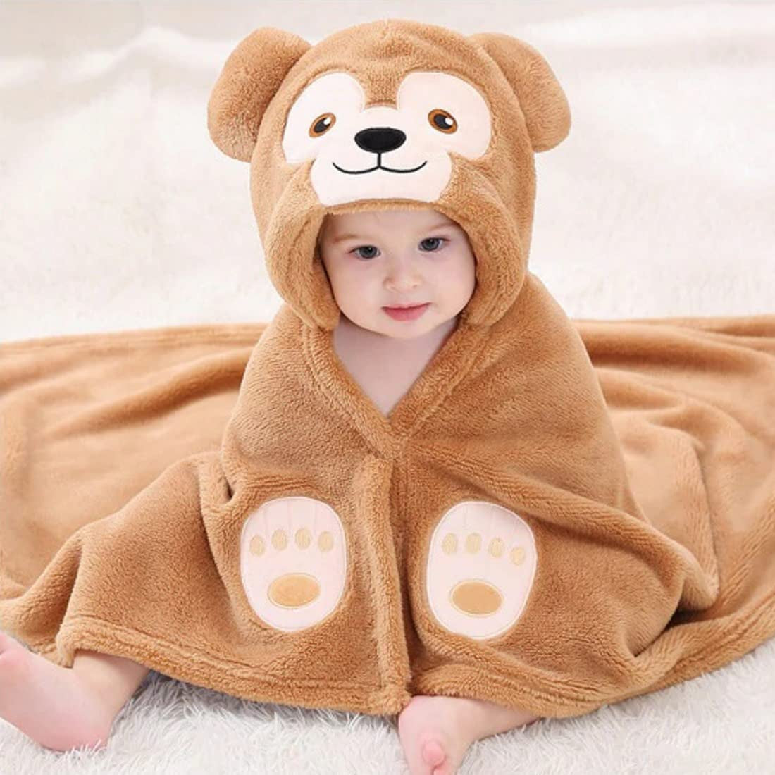 BRANDONN Baby Hooded Swaddle Blanket Combo Pack of 2 for Newborns (0–6 Months, 83 × 80 cm)
