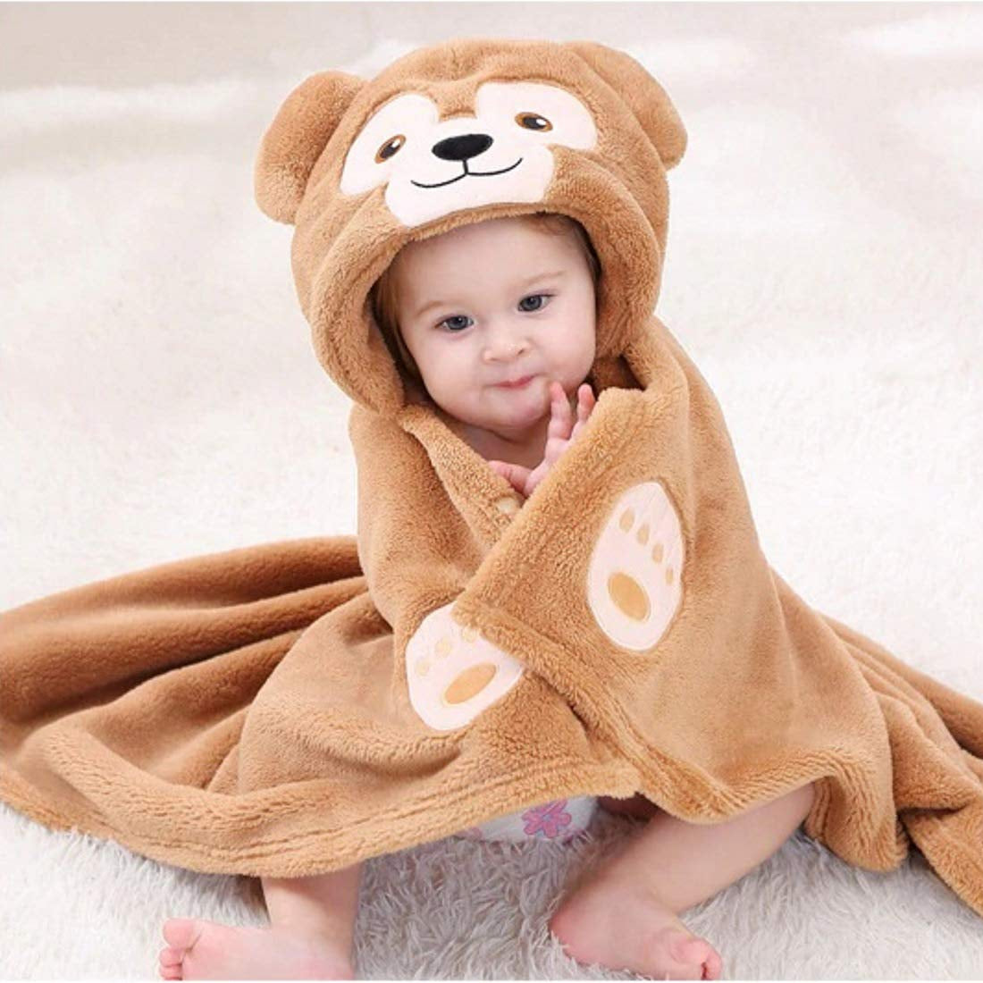 BRANDONN Baby Hooded Swaddle Blanket Combo Pack of 2 for Newborns (0–6 Months, 83 × 80 cm)