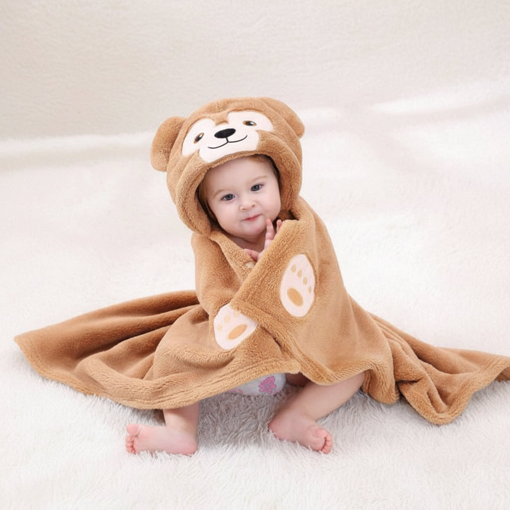 BRANDONN Baby Hooded Swaddle Blanket Combo Pack of 2 for Newborns (0–6 Months, 83 × 80 cm)
