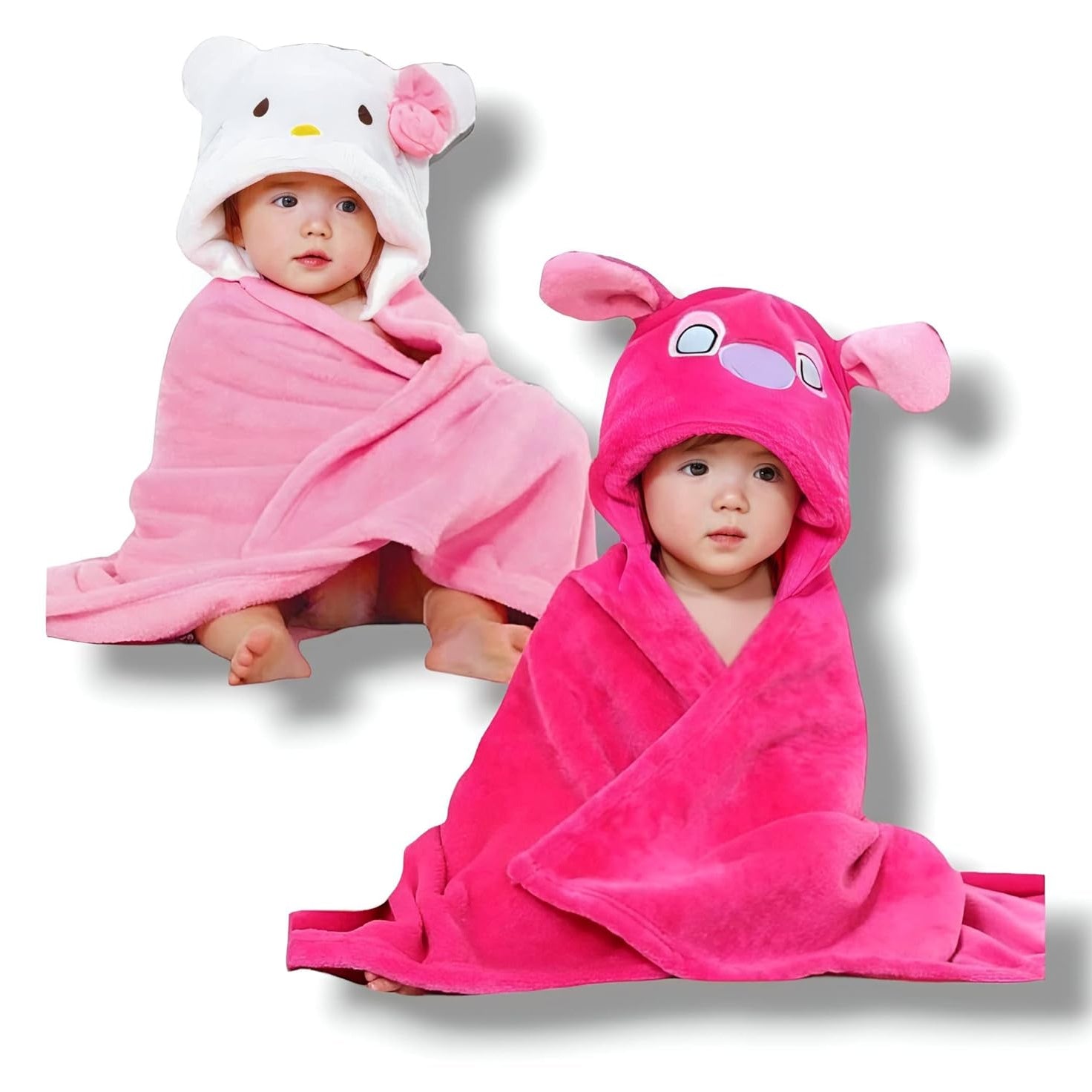 BRANDONN Baby Hooded Swaddle Blanket Combo Pack of 2 for Newborns (0–6 Months, 83 × 80 cm)