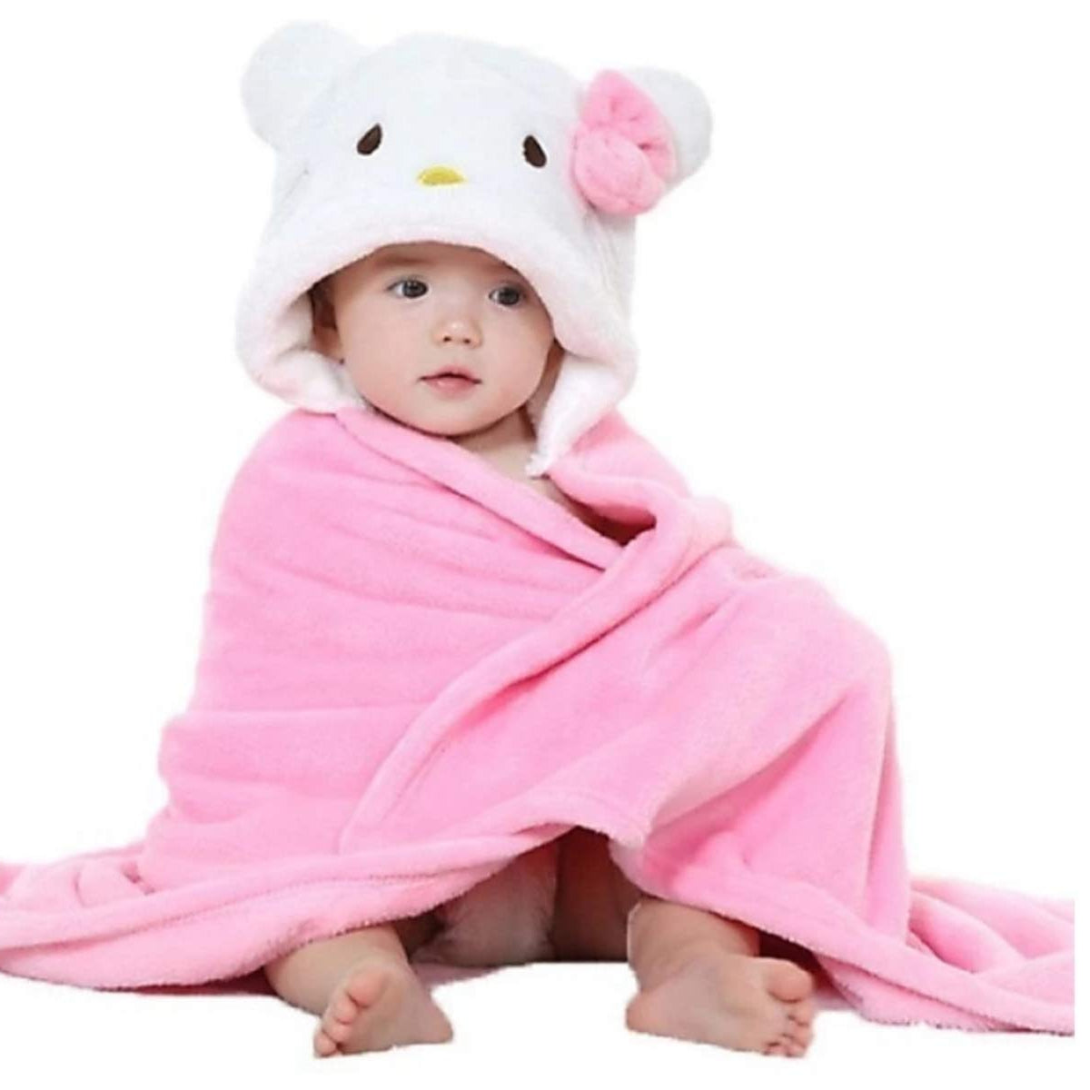 BRANDONN Baby Hooded Swaddle Blanket Combo Pack of 2 for Newborns (0–6 Months, 83 × 80 cm)