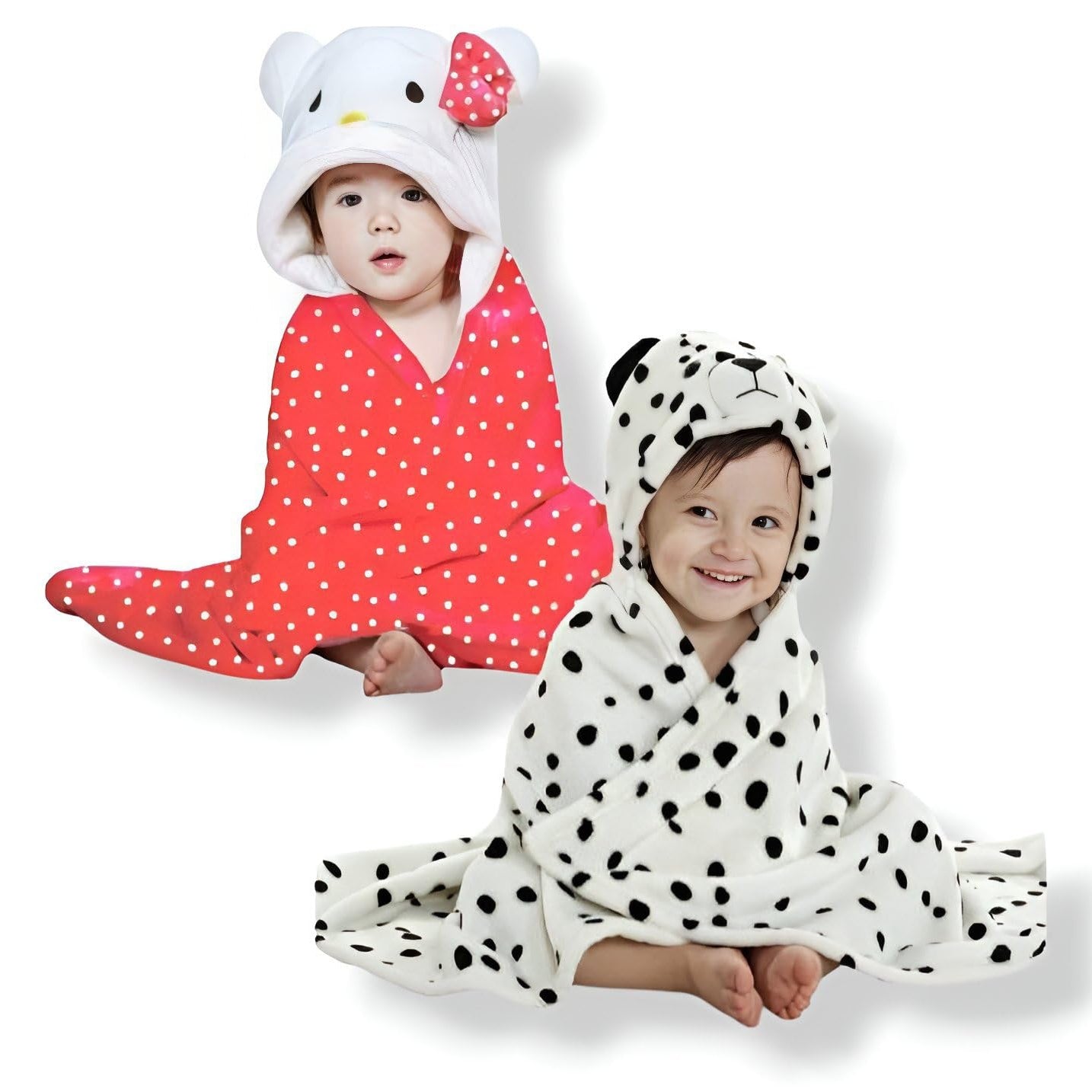 BRANDONN Baby Hooded Swaddle Blanket Combo Pack of 2 for Newborns (0–6 Months, 83 × 80 cm)