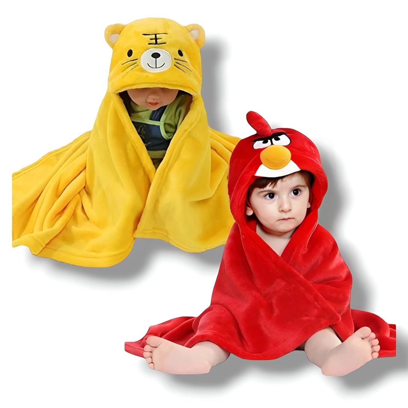 BRANDONN Baby Hooded Swaddle Blanket Combo Pack of 2 for Newborns (0–6 Months, 83 × 80 cm)