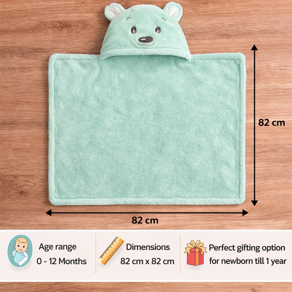 BRANDONN Newborn Hooded Baby Swaddle Blanket – Crib Wrapper (82 x 82 cm, 0–12 Months, 1 Pc)