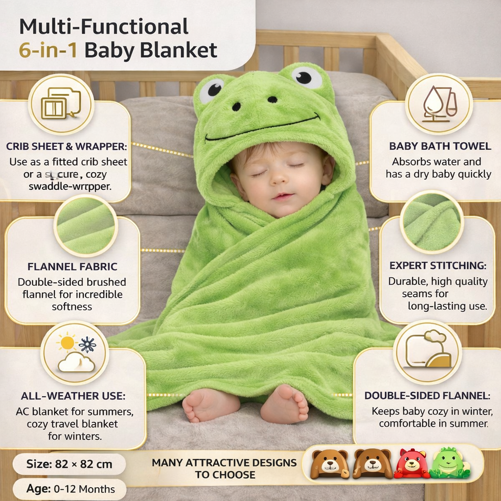 BRANDONN UltraSoft Hooded Baby Bath Towel