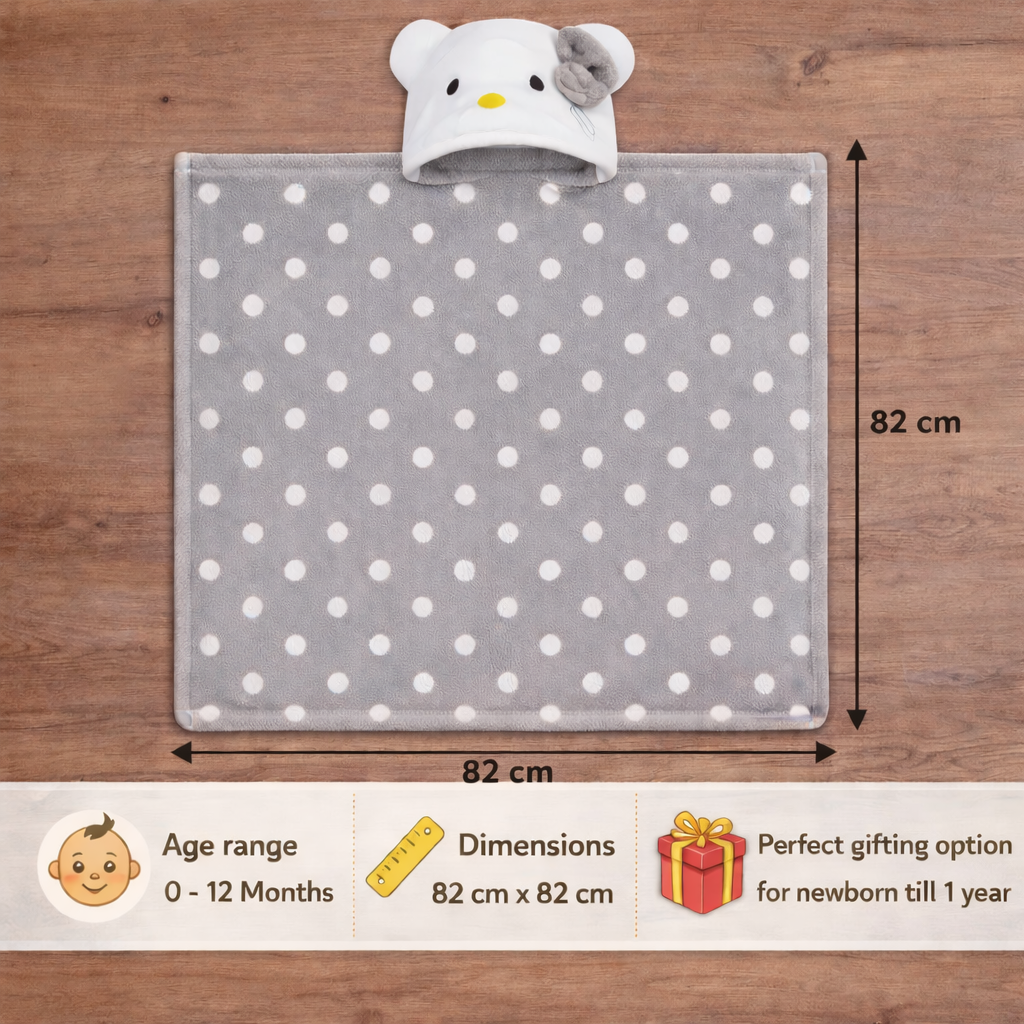 BRANDONN Newborn Polka Dot Ultra-Soft Hooded Baby Bath Towel & Bath Gown
