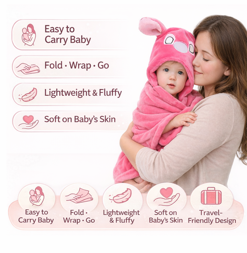BRANDONN UltraSoft Hooded Baby Bath Towel