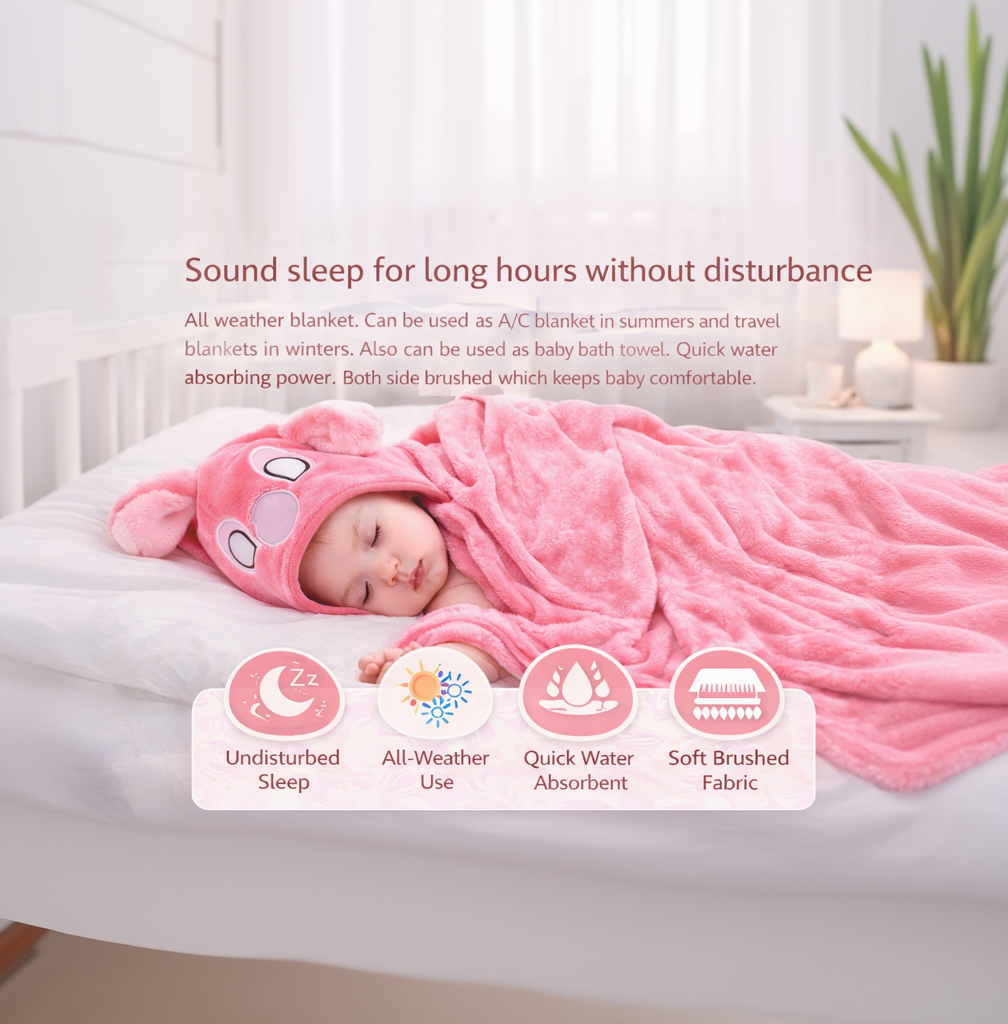 BRANDONN UltraSoft Hooded Baby Bath Towel