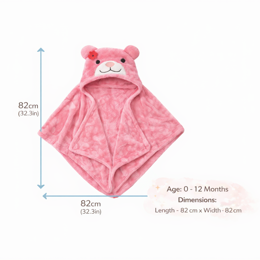 BRANDONN Newborn Hooded Baby Swaddle Blanket – Crib Wrapper (82 x 82 cm, 0–12 Months, 1 Pc)