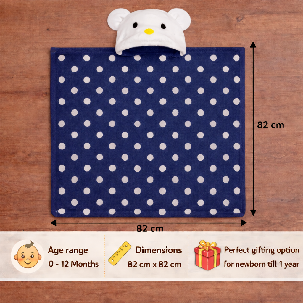 BRANDONN Newborn Polka Dot Ultra-Soft Hooded Baby Bath Towel & Bath Gown
