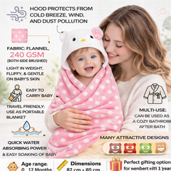 BRANDONN Hooded Baby Blanket | Polka Print | 82x82 cm | 0-12 Months | 1 Pc.