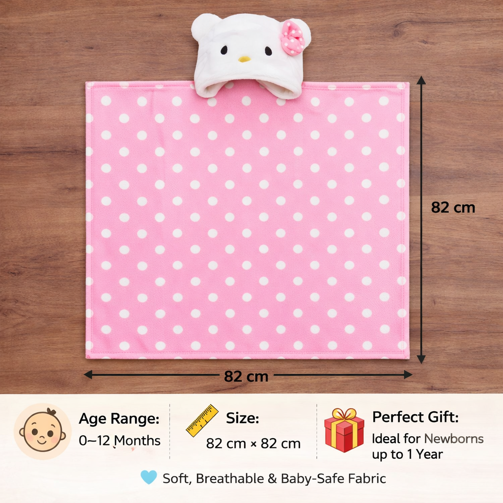 BRANDONN Newborn Polka Dot Ultra-Soft Hooded Baby Bath Towel & Bath Gown