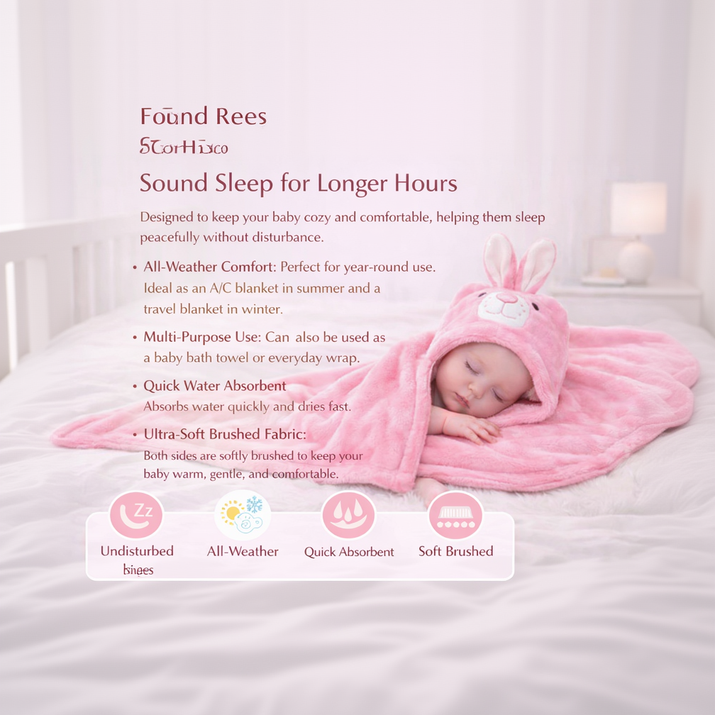BRANDONN Newborn Hooded Baby Swaddle Blanket – Crib Wrapper (82 x 82 cm, 0–12 Months, 1 Pc)
