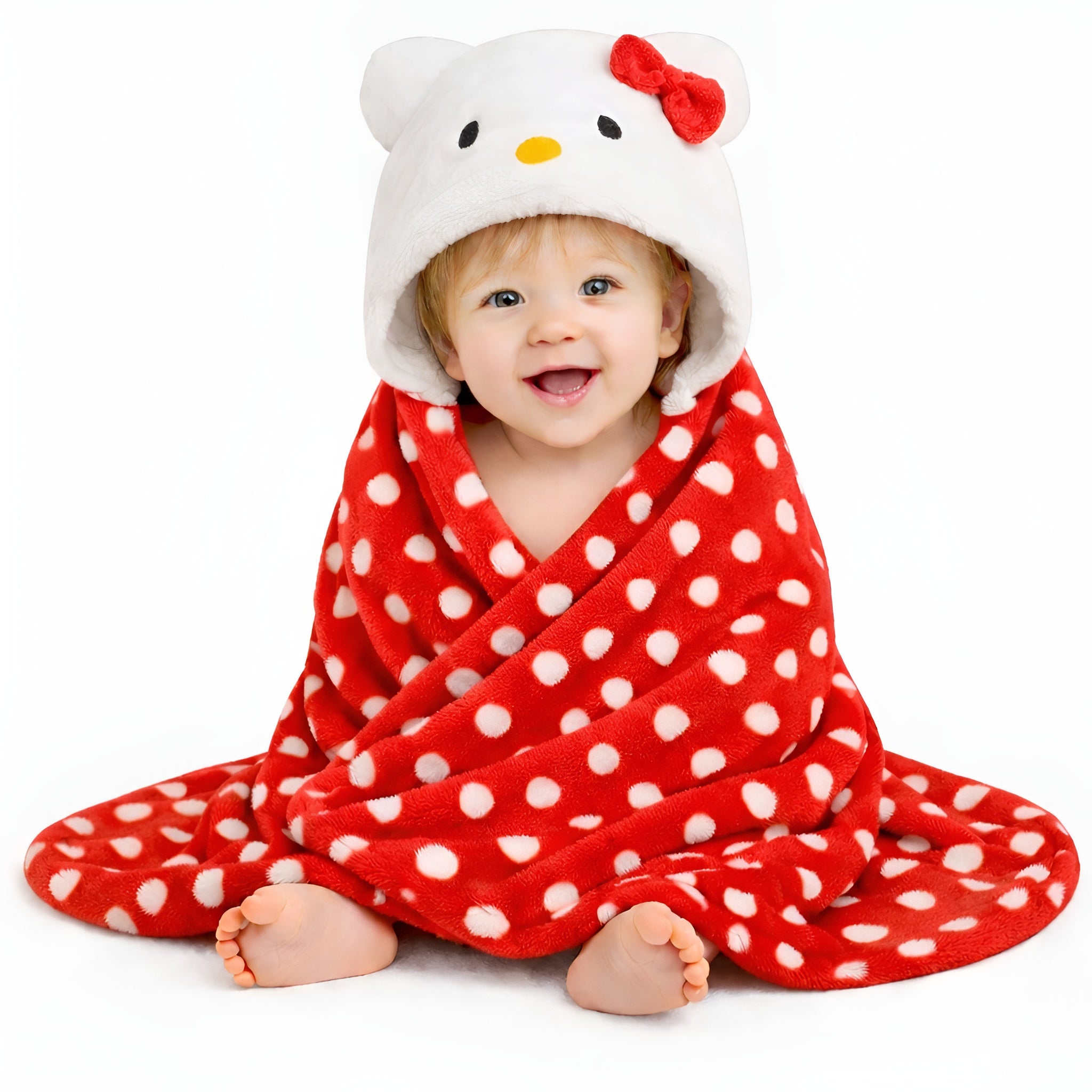 BRANDONN Newborn Polka Dot Ultra-Soft Hooded Baby Bath Towel & Bath Gown