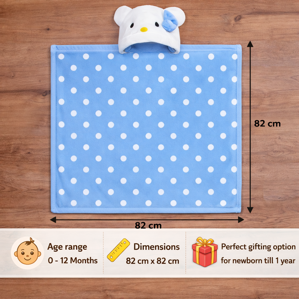 BRANDONN Newborn Polka Dot Ultra-Soft Hooded Baby Bath Towel & Bath Gown