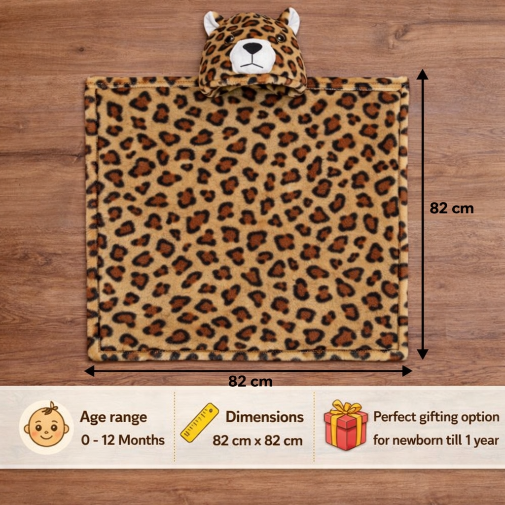 BRANDONN Newborn Hooded Baby Swaddle Blanket – Crib Wrapper (82 x 82 cm, 0–12 Months, 1 Pc)