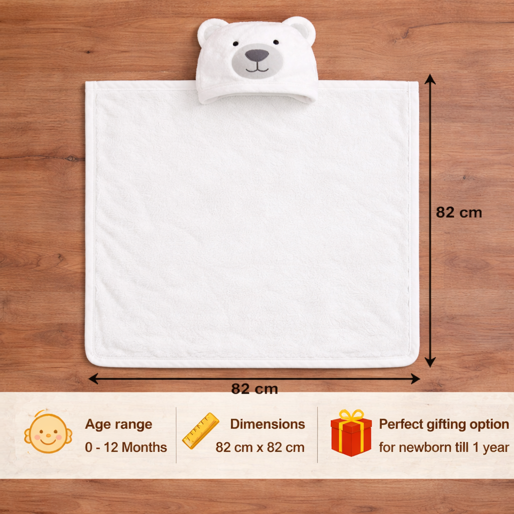 BRANDONN Newborn Hooded Baby Swaddle Blanket – Crib Wrapper (82 x 82 cm, 0–12 Months, 1 Pc)