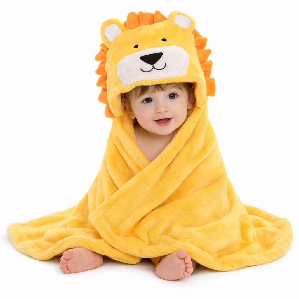 BRANDONN Hooded Newborn Baby Blanket & Swaddle Wrapper, Ultra Soft, 82 x 82 cm, 0–12 Months, Pack of 1
