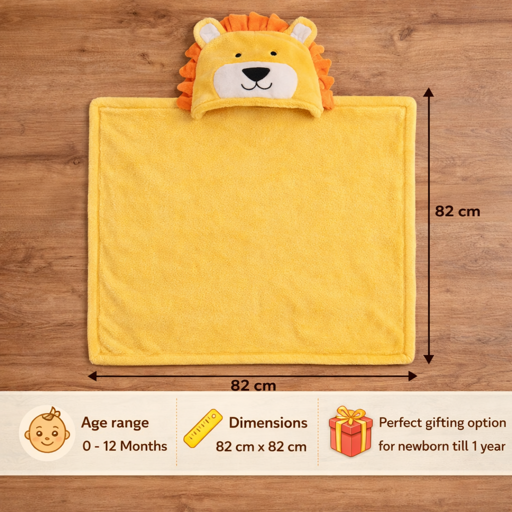 BRANDONN Newborn Hooded Baby Swaddle Blanket – Crib Wrapper (82 x 82 cm, 0–12 Months, 1 Pc)