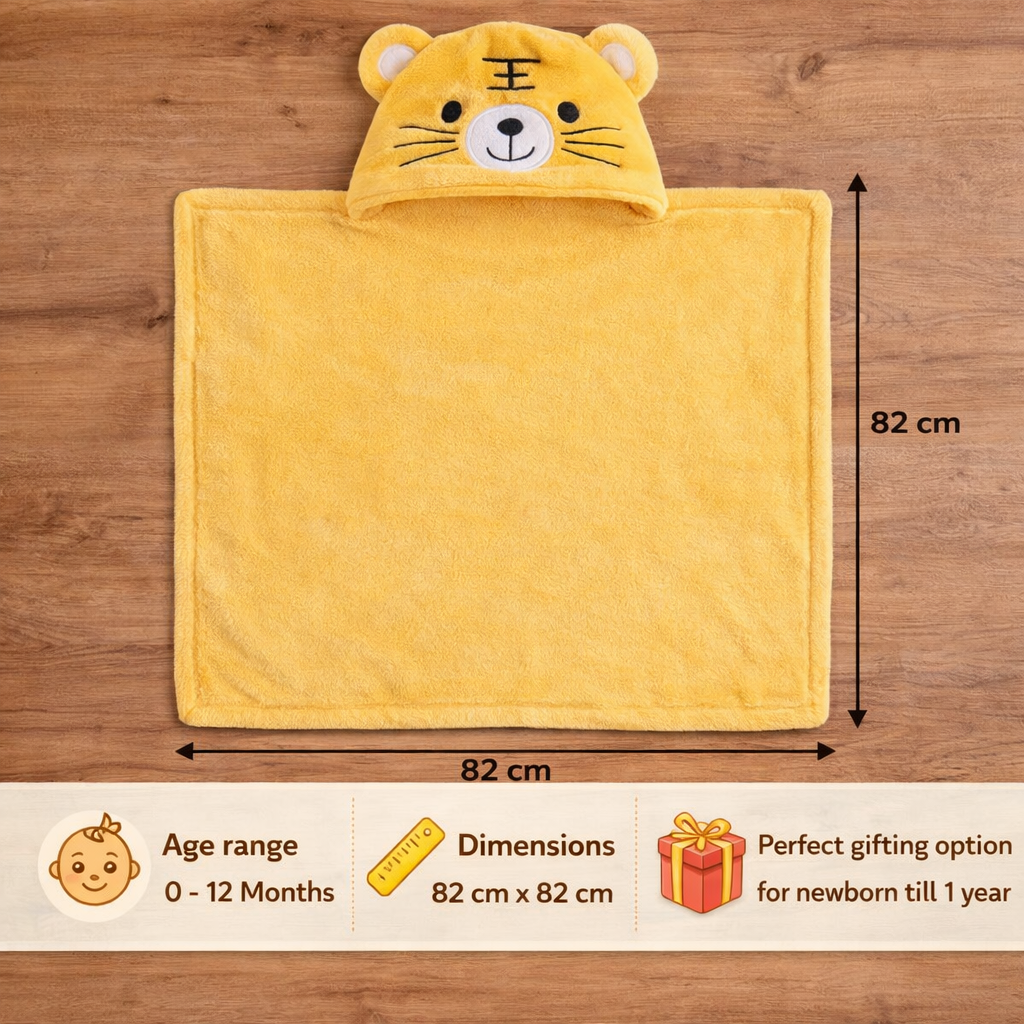 BRANDONN Newborn Hooded Baby Swaddle Blanket – Crib Wrapper (82 x 82 cm, 0–12 Months, 1 Pc)