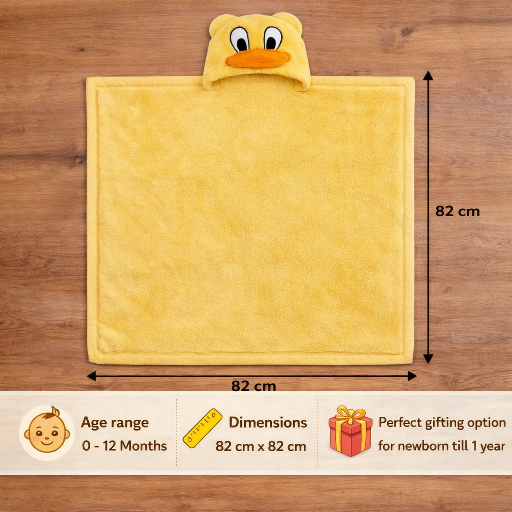 BRANDONN Newborn Hooded Baby Swaddle Blanket – Crib Wrapper (82 x 82 cm, 0–12 Months, 1 Pc)