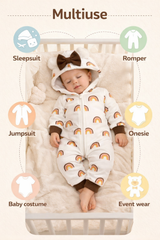 BRANDONN Baby Winter Fleece Romper – 320 GSM Hooded Zip Onesie (Unisex)