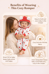 BRANDONN Baby Winter Fleece Romper – 320 GSM Hooded Zipper Onesie for Boys & Girls