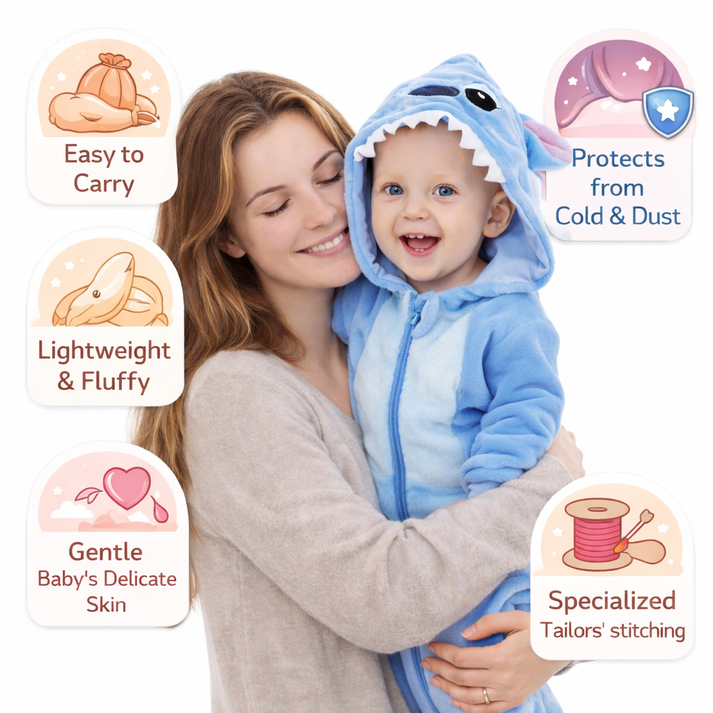 BRANDONN Baby Winter flannel Hooded Romper – Soft Warm Newborn Zipper Onesie
