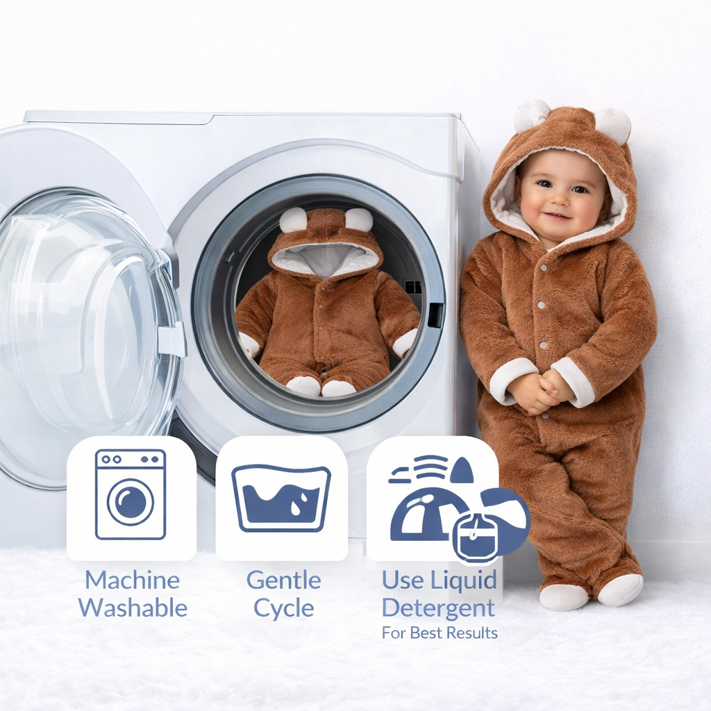 BRANDONN Baby Flannel Hooded Winter Romper – Newborn Jumpsuit Onesie with Snap Button (Solid)