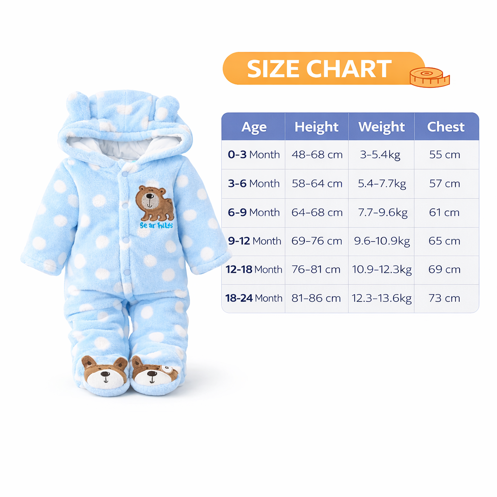 BRANDONN Baby Fleece Hooded Romper – Winter Newborn Onesie with Snap Buttons, Polka Print