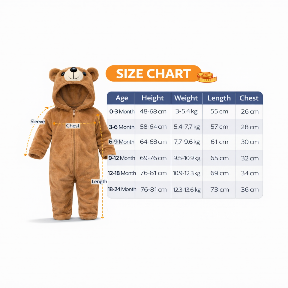 BRANDONN Baby Winter flannel Hooded Romper – Soft Warm Newborn Zipper Onesie