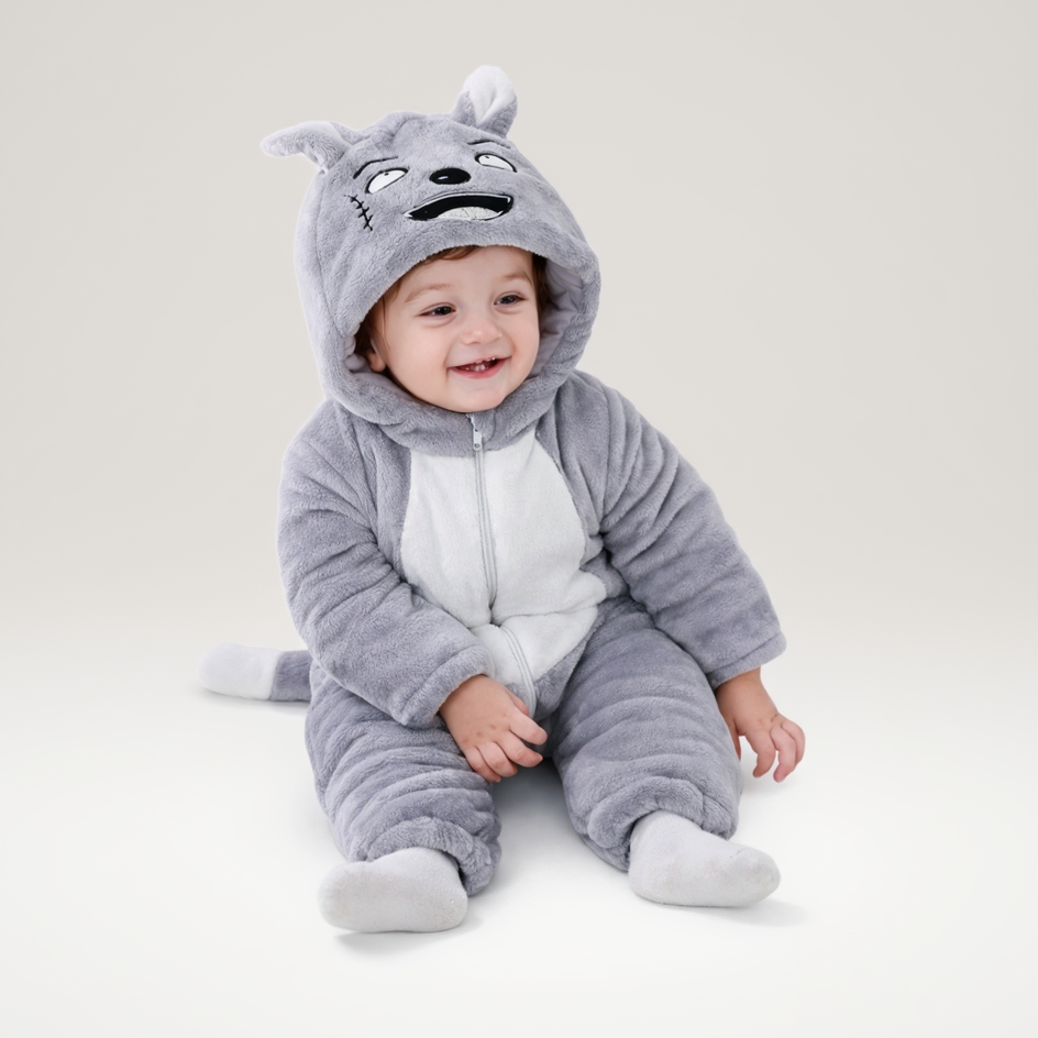 BRANDONN Baby Winter flannel Hooded Romper – Soft Warm Newborn Zipper Onesie