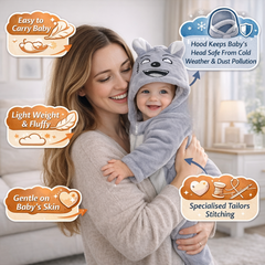 BRANDONN Baby Winter Fleece Romper – Hooded Warm Flannel Jumpsuit for Boys & Girls