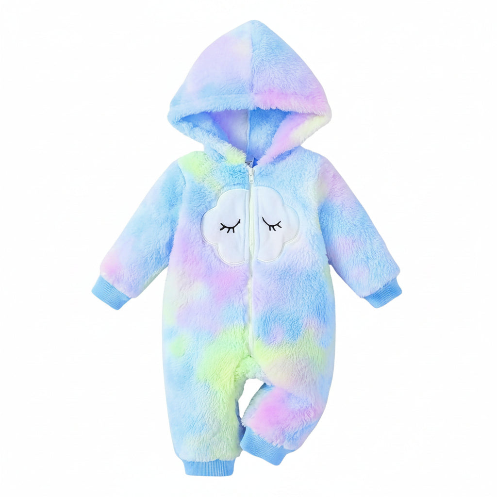 First Kick Baby and Kids cotton fleece romper jumpsuit onesie sleepsuit clouds embroided (0-6 Months)