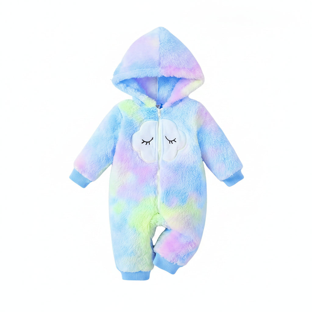 First Kick Baby and Kids cotton fleece romper jumpsuit onesie sleepsuit clouds embroided (0-6 Months)