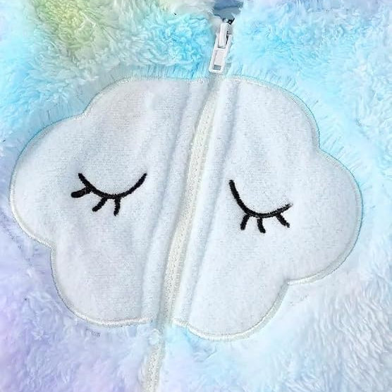 First Kick Baby and Kids cotton fleece romper jumpsuit onesie sleepsuit clouds embroided (0-6 Months)