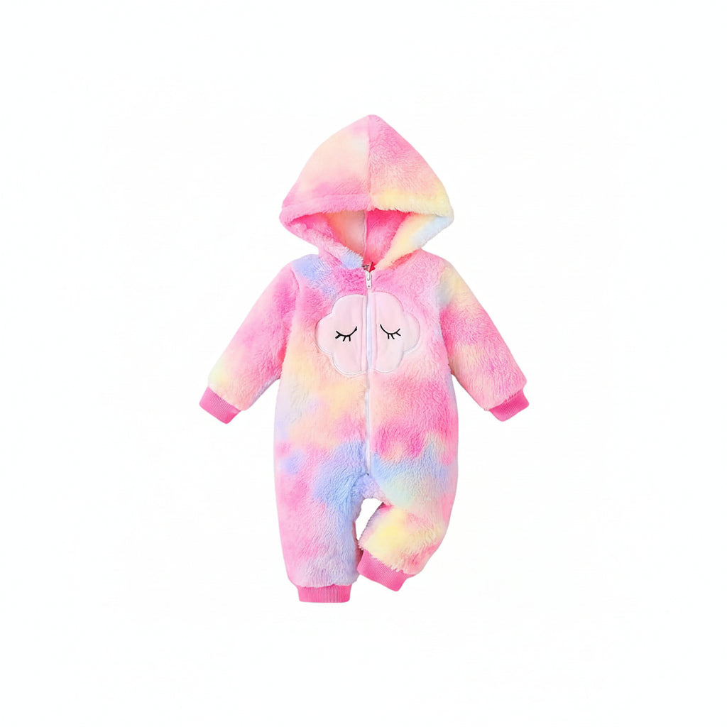 First Kick Baby and Kids cotton fleece romper jumpsuit onesie sleepsuit clouds embroided (0-6 Months)