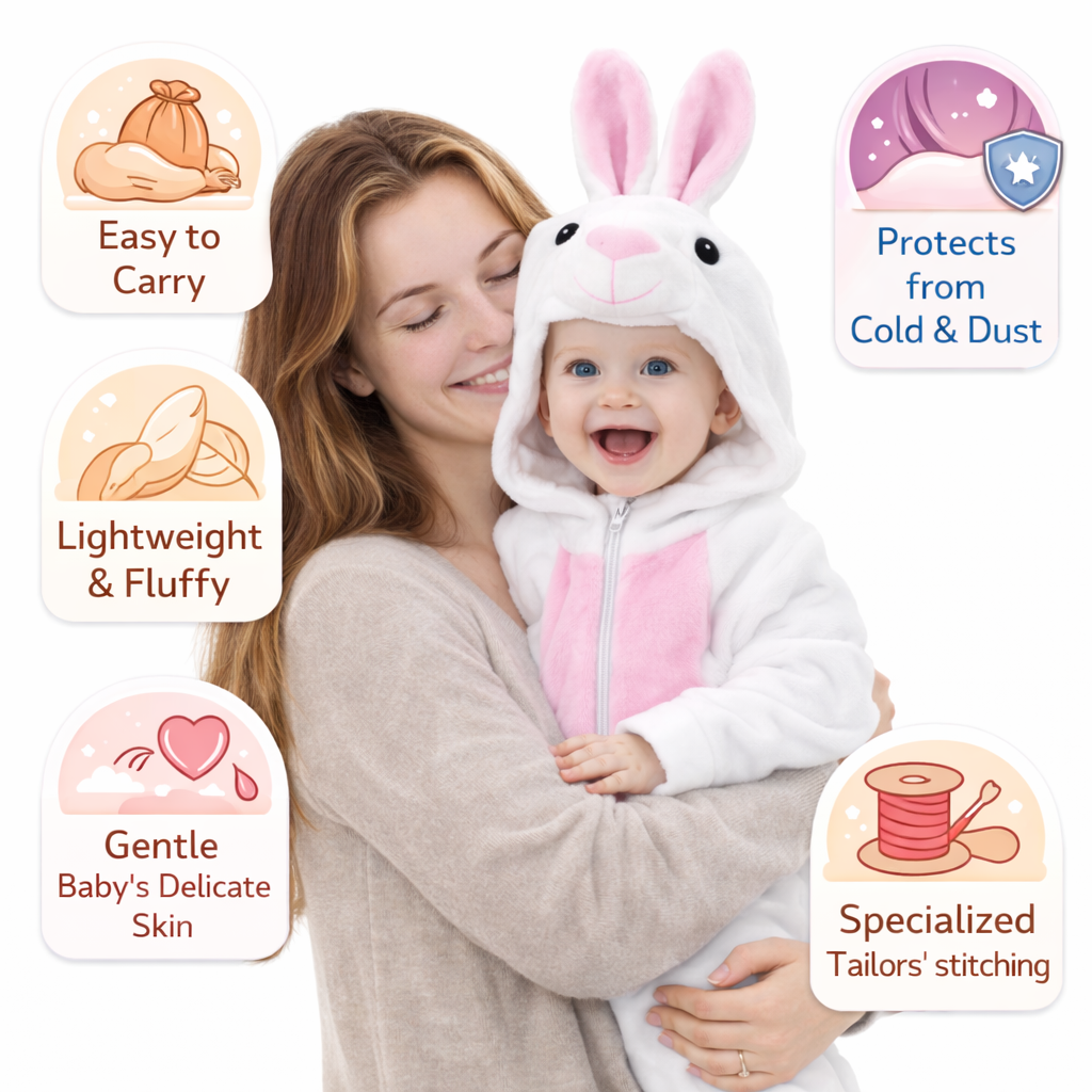 BRANDONN Baby Winter flannel Hooded Romper – Soft Warm Newborn Zipper Onesie