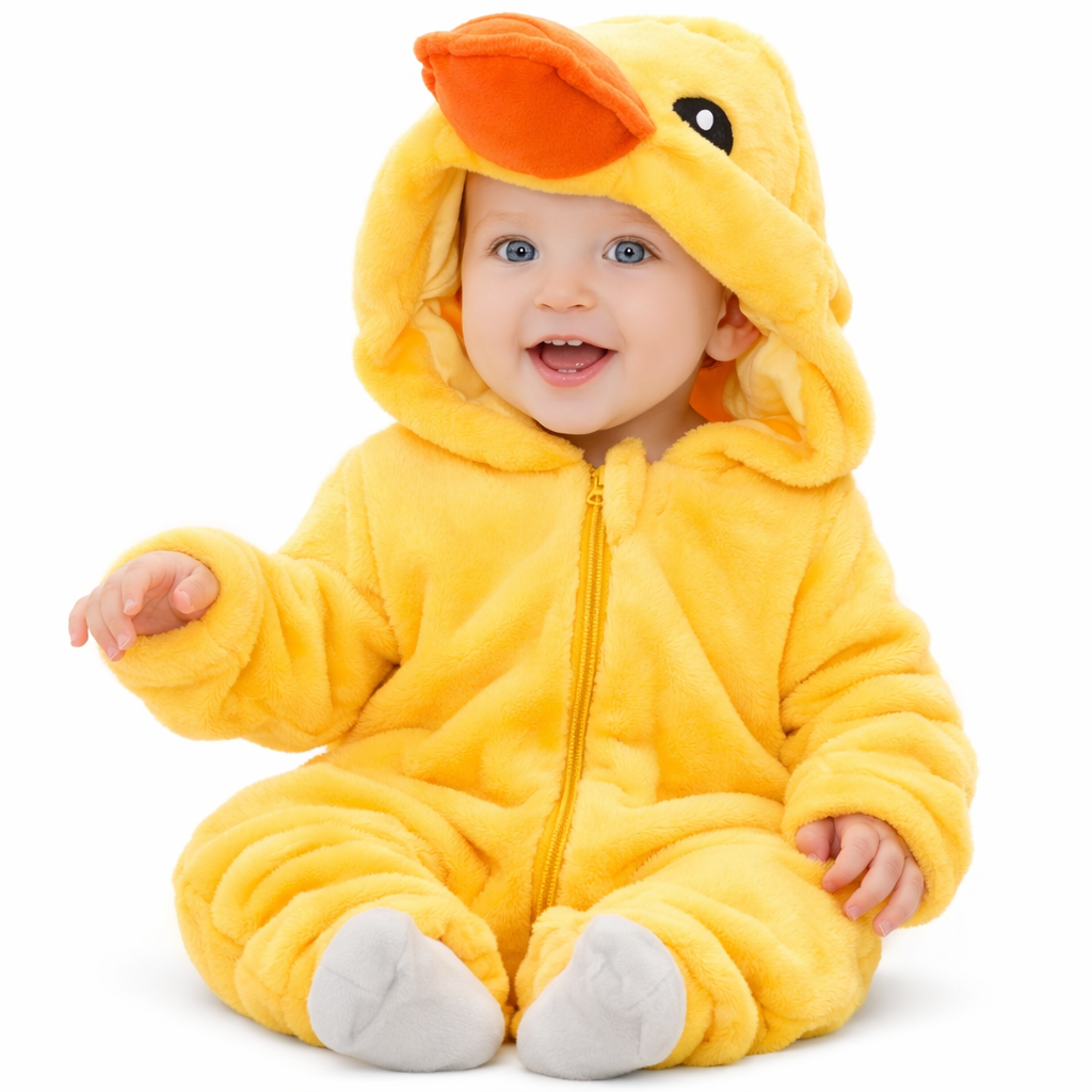 BRANDONN Baby Winter flannel Hooded Romper – Soft Warm Newborn Zipper Onesie