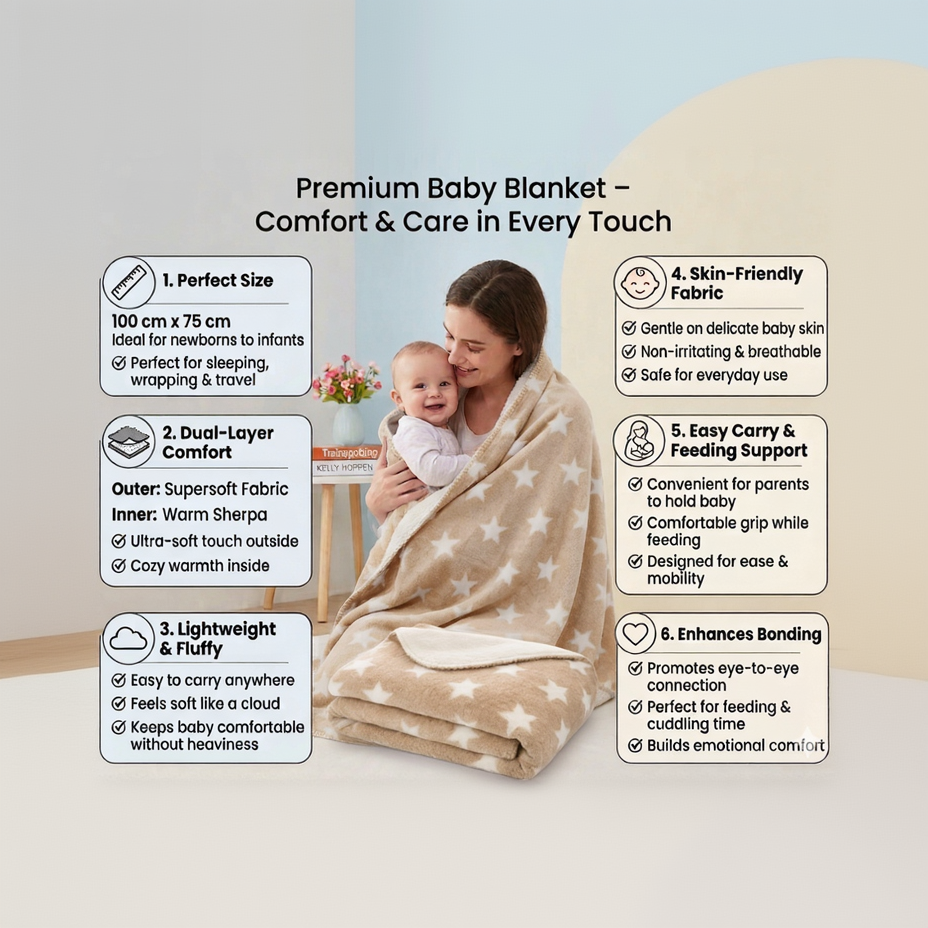 BRANDONN Newborn Baby Swaddle Blanket Gift Pack – Star Print Crib Wrapper (0–12 Months, 1 Pc)