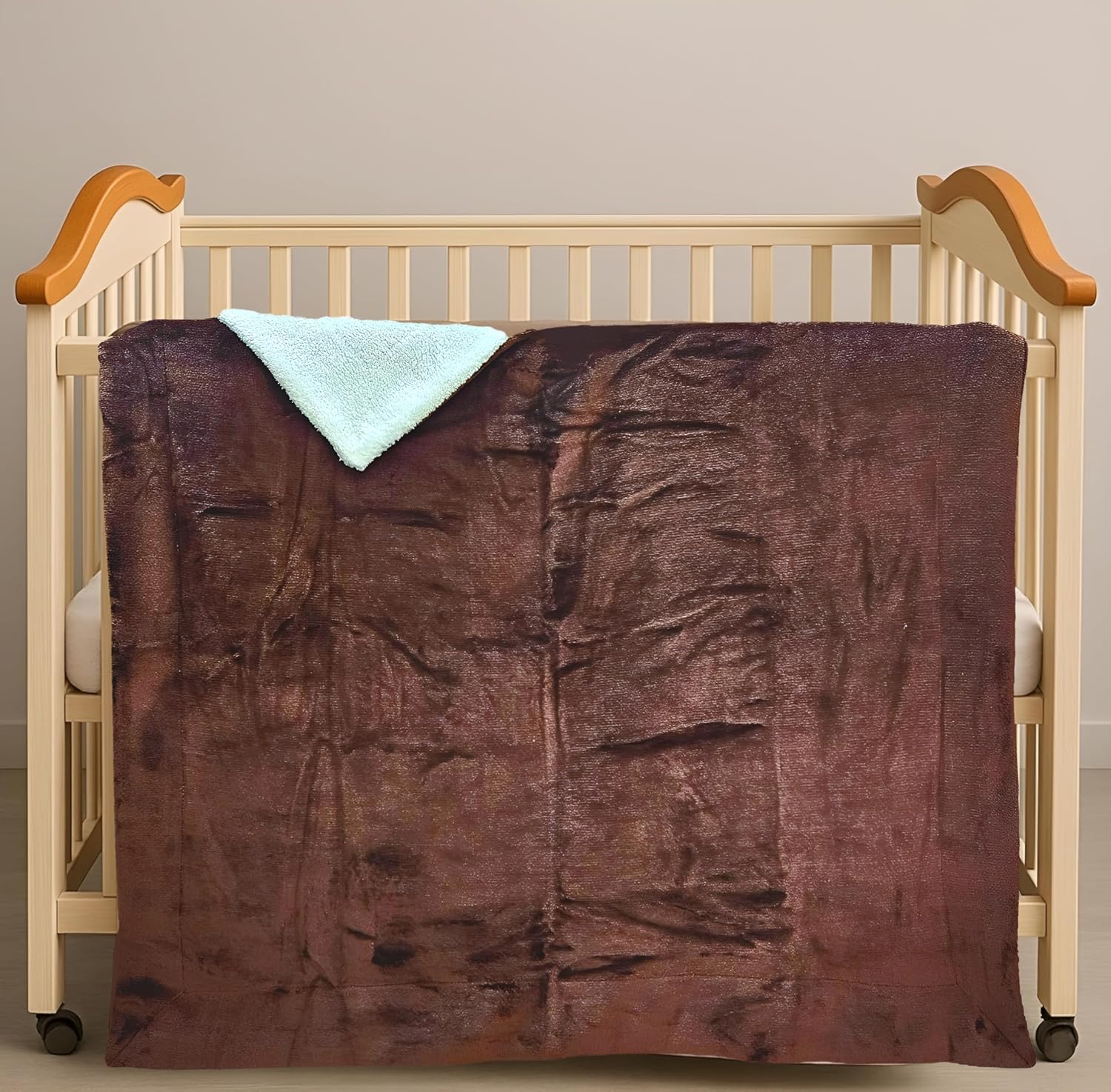 BRANDONN Newborn Baby Blanket – Fluffy 2-Layer Coral & Sherpa Wrap, All-Season, 100×75 cm (0–12 Months)