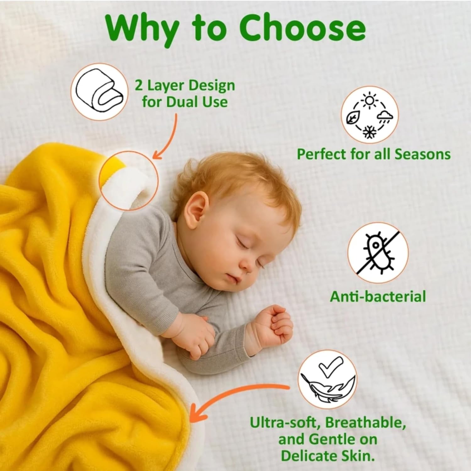 BRANDONN Newborn Baby Blanket – Fluffy 2-Layer Coral & Sherpa Wrap, All-Season, 100×75 cm (0–12 Months)