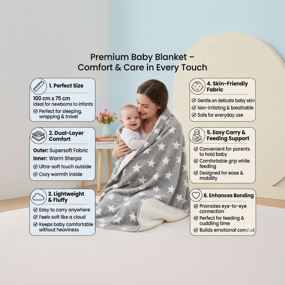 BRANDONN Newborn Baby Swaddle Blanket Gift Pack – Star Print Crib Wrapper (0–12 Months, 1 Pc)