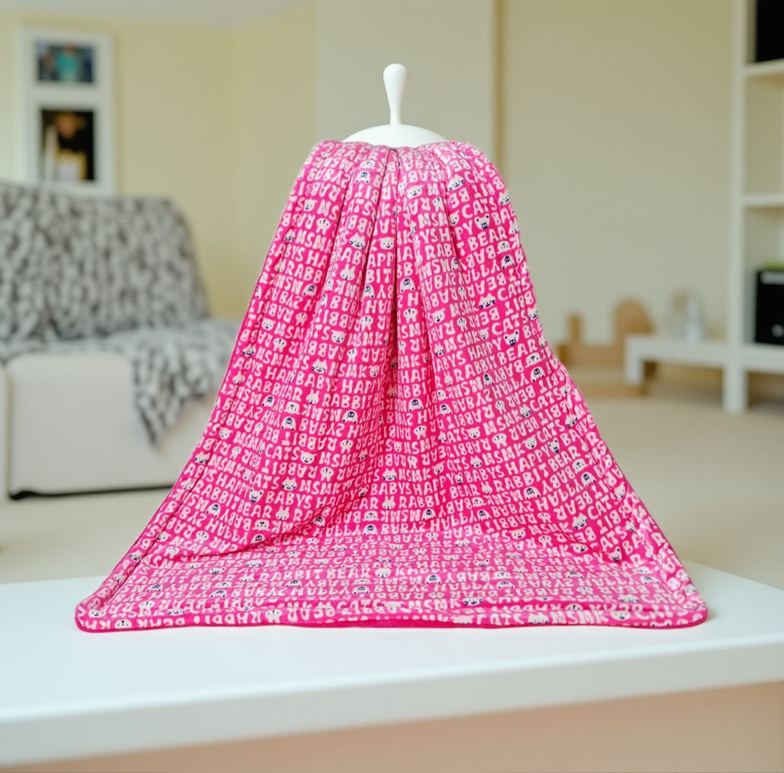 BRANDONN Newborn Baby Blanket, 3-Layer Fluffy Flannel Fur & Velvet Wrap, All-Season, Lightweight, 87×70 cm, 0–6 Months, Unisex