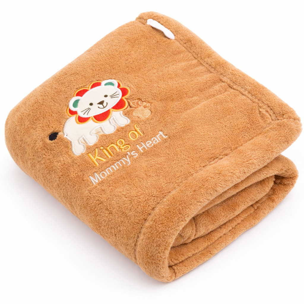 BRANDONN Newborn Baby Blanket & Swaddle Wrapper Gift Pack – Lion Design (0–12 Months, 1 Pc)
