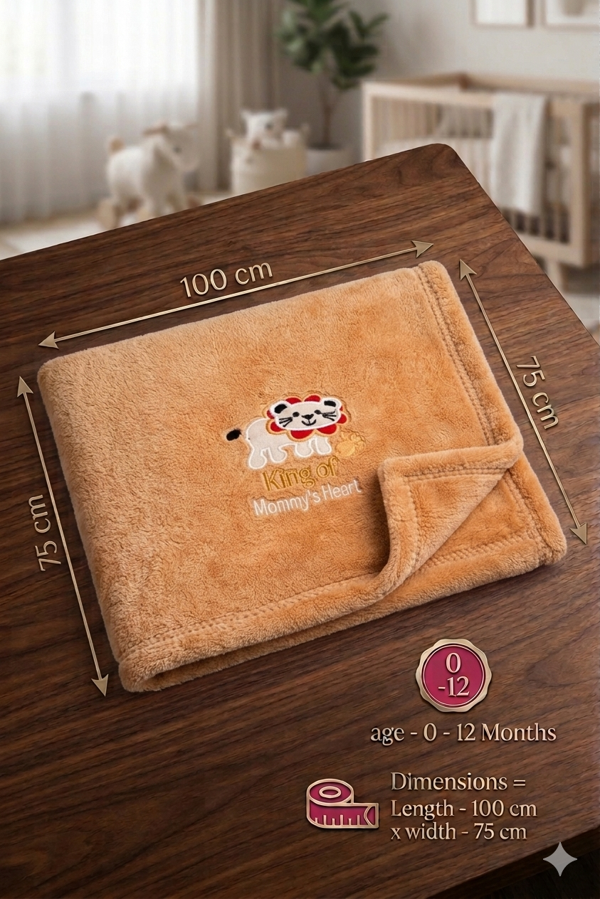 BRANDONN Baby Blanket Gift Set – Lion Crib Swaddle (0–12 Months, Pack of 1)