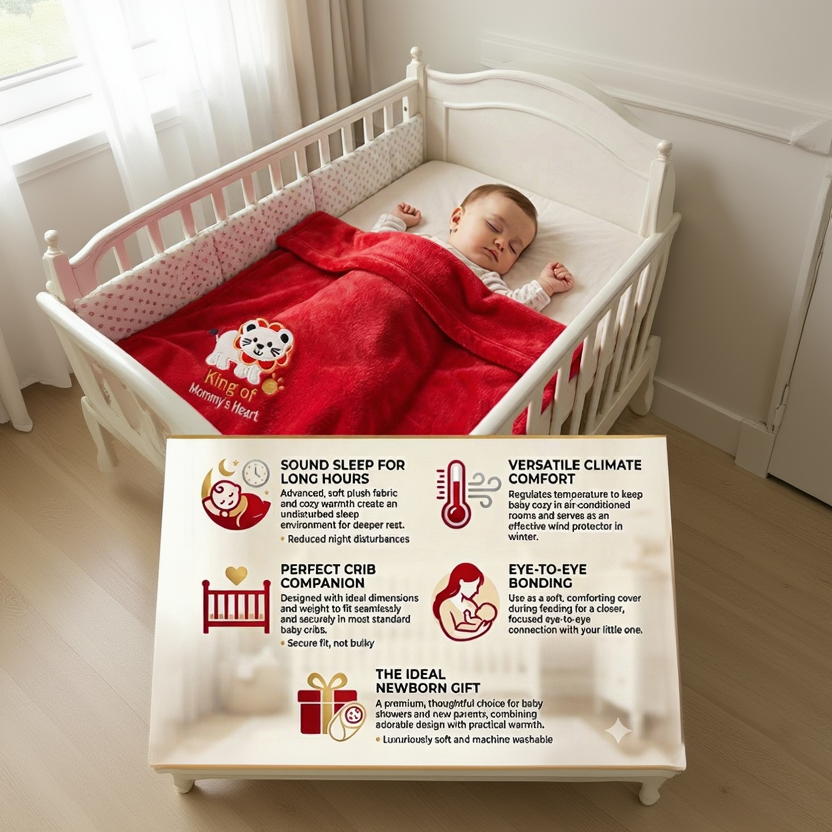 BRANDONN Newborn Baby Blanket & Swaddle Wrapper Gift Pack – Lion Design (0–12 Months, 1 Pc)