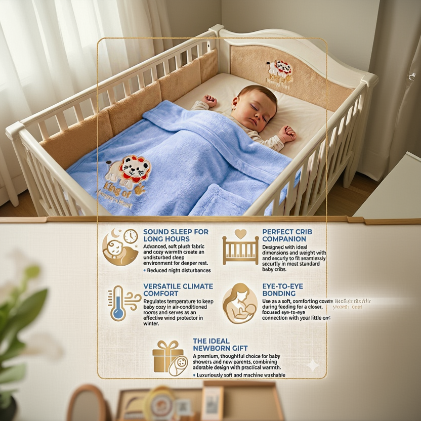 BRANDONN Newborn Baby Blanket & Swaddle Wrapper Gift Pack – Lion Design (0–12 Months, 1 Pc)